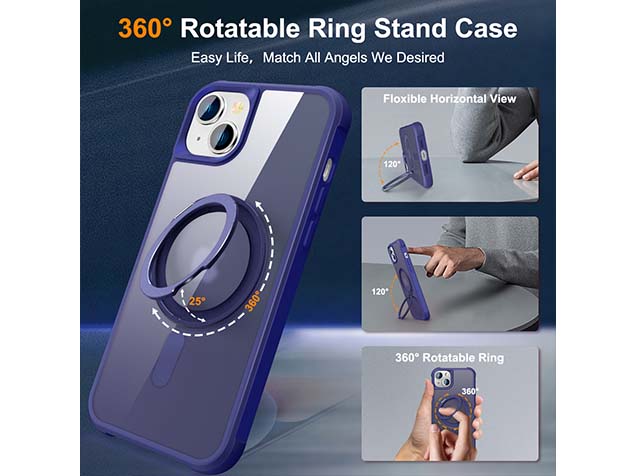 Magnetic Ring Stand Case for iPhone 15 Plus - Cobolt Blue