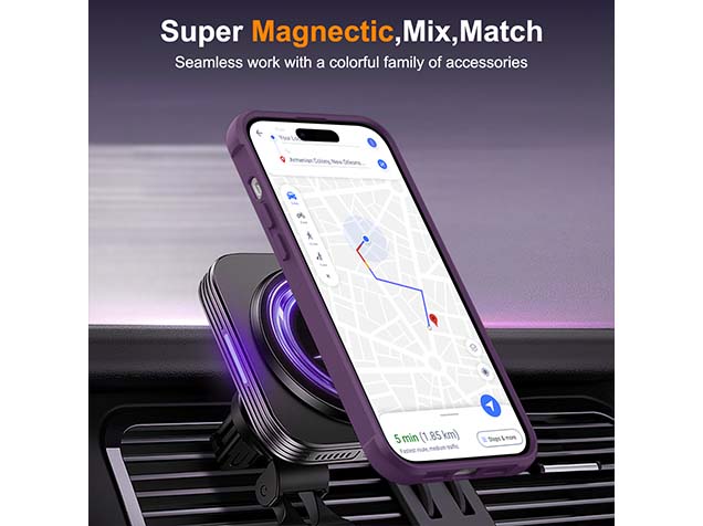 Magnetic Ring Stand Case for iPhone 15 Plus - Purple