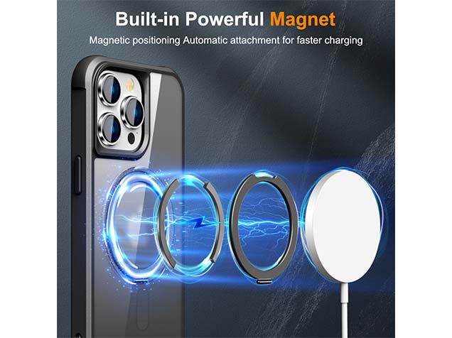 Magnetic Ring Stand Case for iPhone 15 Pro Max - Smoky Black