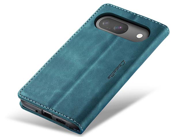 CaseMe Slim Synthetic Leather Wallet Case with Stand for Google Pixel 9 - Teal