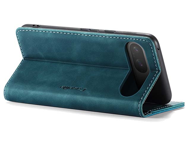 CaseMe Slim Synthetic Leather Wallet Case with Stand for Google Pixel 9 - Teal