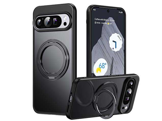 Magnetic Ring Stand Case for Google Pixel 9 Pro XL - Black Hard Case