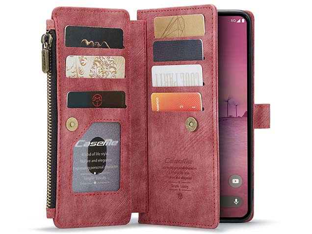 CaseMe Synthetic Leather Wallet Case with Zipper Pocket for Google Pixel 9 Pro XL - Blush