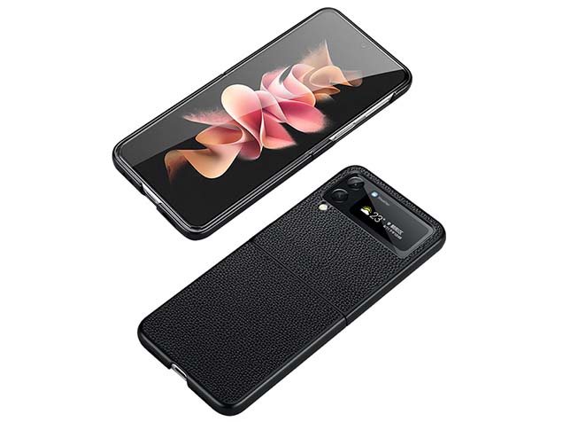 Premium Leather Case for the Samsung Galaxy Z Flip4 - Black