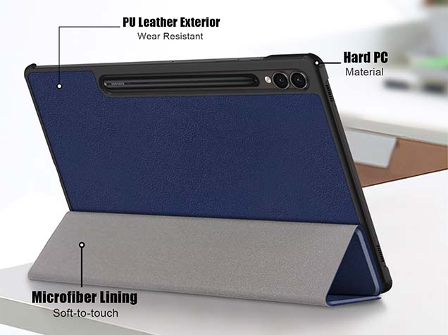 Slim Synthetic Leather Flip Case with Stand for Samsung Galaxy Tab S10+ - Navy