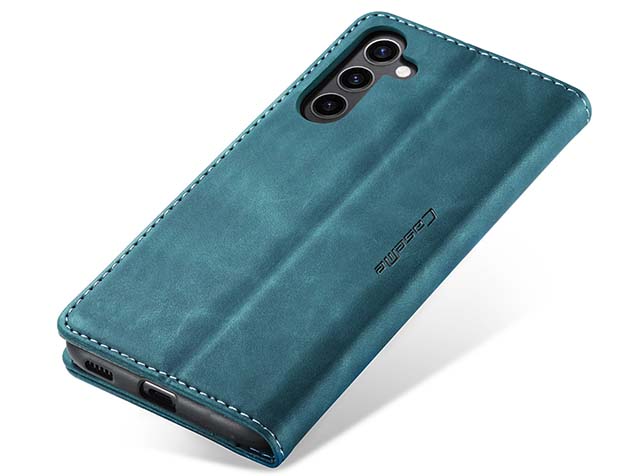 CaseMe Slim Synthetic Leather Wallet Case with Stand for Samsung Galaxy S24 FE - Teal