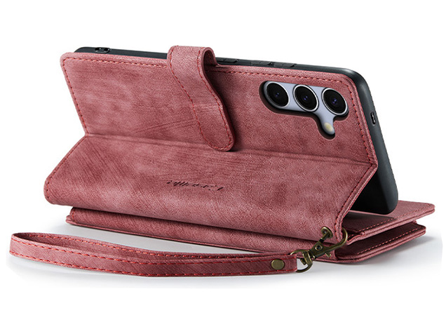 CaseMe Synthetic Leather Wallet Case with Zipper Pocket for Samsung Galaxy S25 - Blush