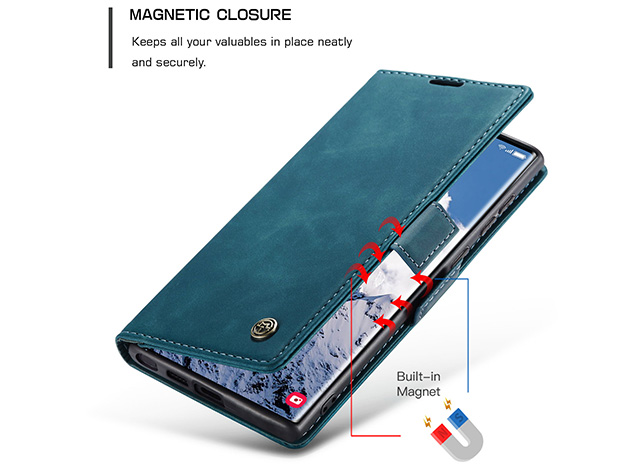 CaseMe Slim Synthetic Leather Wallet Case with Stand for Samsung Galaxy S25 Ultra - Teal