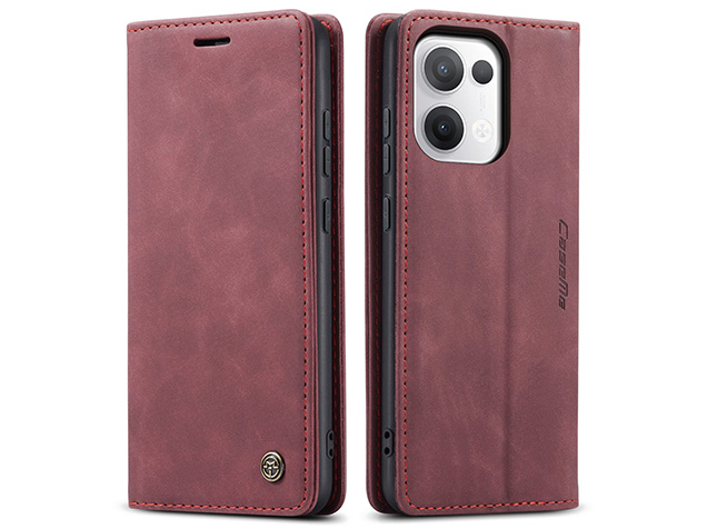 CaseMe Slim Synthetic Leather Wallet Case with Stand for OPPO Reno13 F - Burgundy