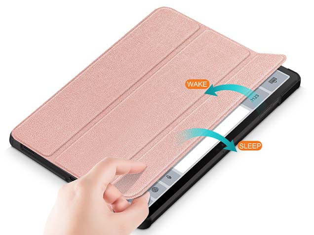 Slim Synthetic Leather Flip Case with Stand for Samsung Galaxy Tab S10 FE - Rose Gold