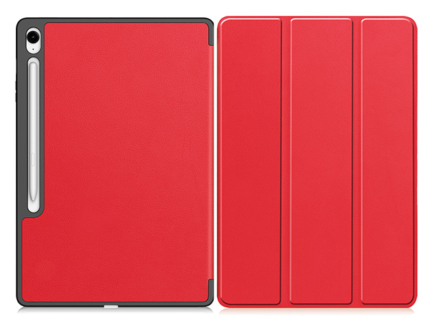 Slim Synthetic Leather Flip Case with Stand for Samsung Galaxy Tab S10 FE+ - Red