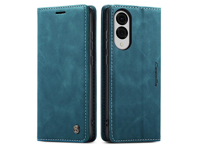 CaseMe Slim Synthetic Leather Wallet Case with Stand for Samsung Galaxy S25 Edge - Teal