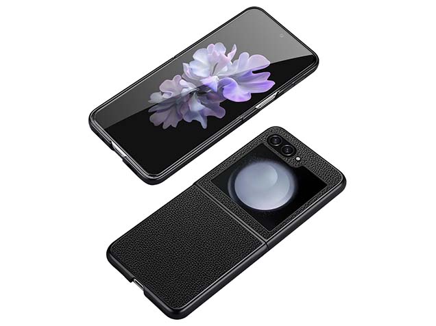 Premium Leather Case for the Samsung Galaxy Z Flip7 FE - Black