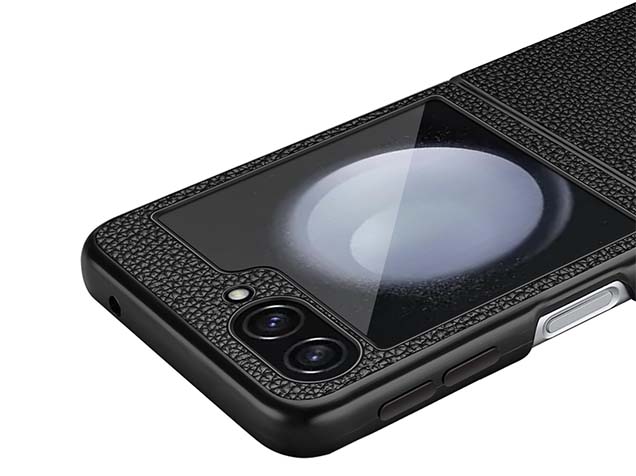 Premium Leather Case for the Samsung Galaxy Z Flip7 FE - Black