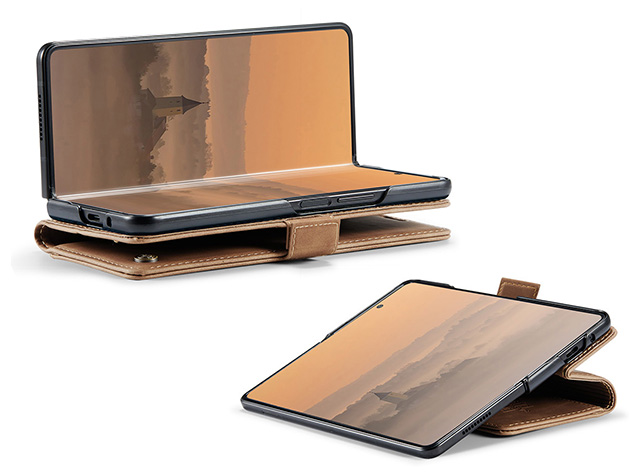 CaseMe Synthetic Leather Wallet Case with Stand for Galaxy Z Fold7 - Tan