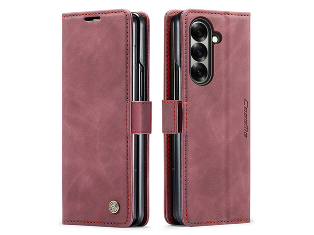 CaseMe Synthetic Leather Wallet Case with Stand for Galaxy Z Fold7 - Burgundy