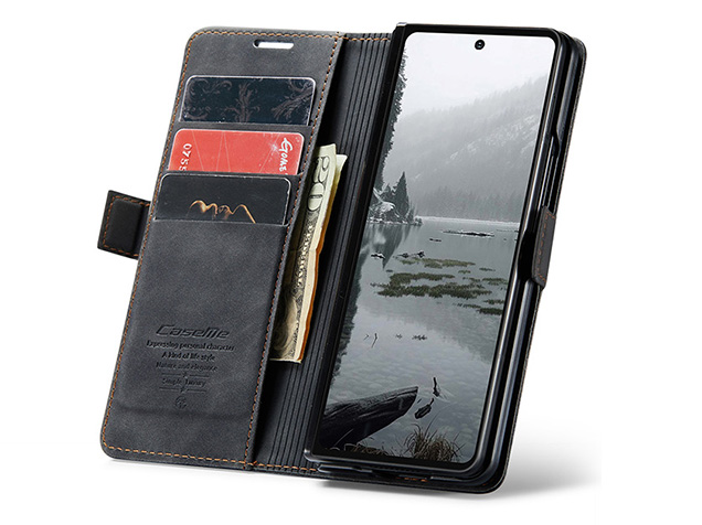 CaseMe Synthetic Leather Wallet Case with Stand for Galaxy Z Fold7 - Charcoal
