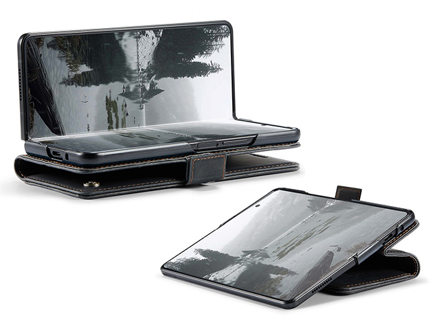 CaseMe Synthetic Leather Wallet Case with Stand for Galaxy Z Fold7 - Charcoal