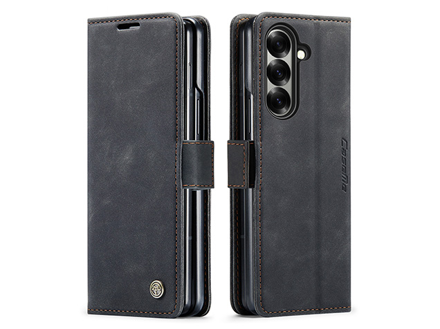 CaseMe Synthetic Leather Wallet Case with Stand for Galaxy Z Fold7 - Charcoal