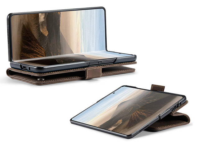 CaseMe Synthetic Leather Wallet Case with Stand for Galaxy Z Fold7 - Chocolate