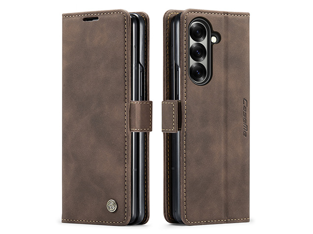 CaseMe Synthetic Leather Wallet Case with Stand for Galaxy Z Fold7 - Chocolate