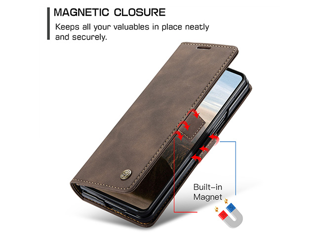 CaseMe Synthetic Leather Wallet Case with Stand for Galaxy Z Fold7 - Chocolate
