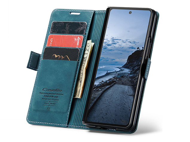CaseMe Synthetic Leather Wallet Case with Stand for Galaxy Z Fold7 - Teal