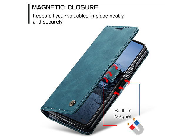 CaseMe Synthetic Leather Wallet Case with Stand for Galaxy Z Fold7 - Teal