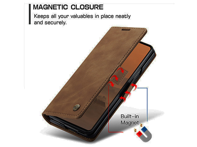 CaseMe Synthetic Leather Wallet Case with Stand for Galaxy Z Fold7 - Tan