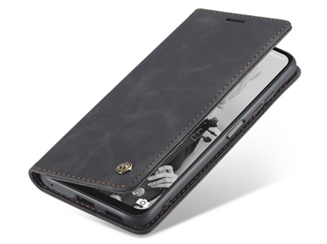 CaseMe Slim Synthetic Leather Wallet Case with Stand for Samsung Galaxy XCover7 Pro - Charcoal