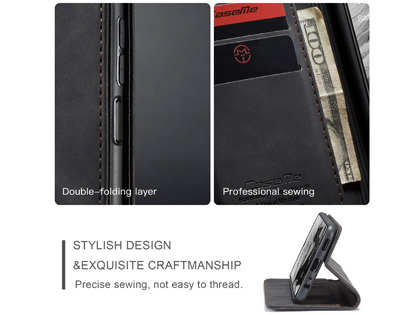 CaseMe Slim Synthetic Leather Wallet Case with Stand for Samsung Galaxy XCover7 Pro - Charcoal