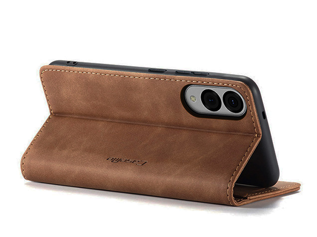 CaseMe Slim Synthetic Leather Wallet Case with Stand for Samsung Galaxy S25 Edge - Tan