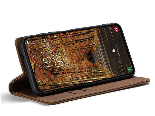 CaseMe Slim Synthetic Leather Wallet Case with Stand for Samsung Galaxy S25 Edge - Tan
