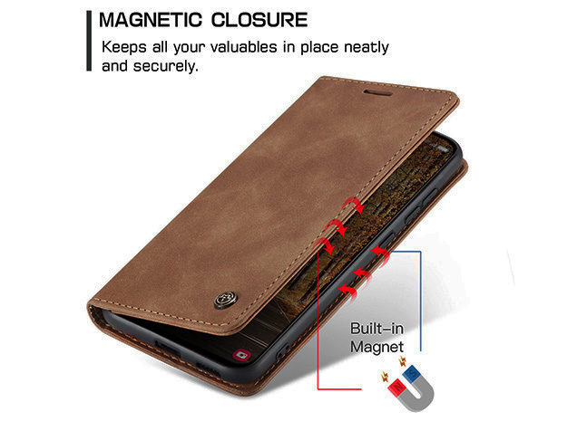 CaseMe Slim Synthetic Leather Wallet Case with Stand for Samsung Galaxy S25 Edge - Tan
