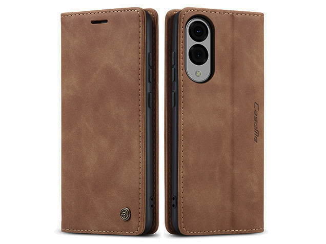 CaseMe Slim Synthetic Leather Wallet Case with Stand for Samsung Galaxy S25 Edge - Tan