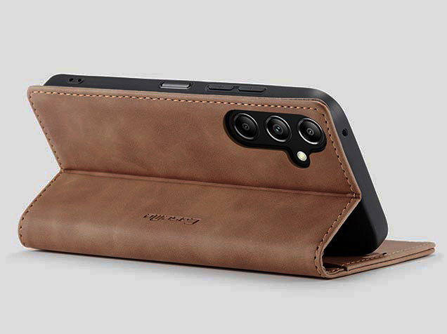 CaseMe Slim Synthetic Leather Wallet Case with Stand for Samsung Galaxy A16 - Tan