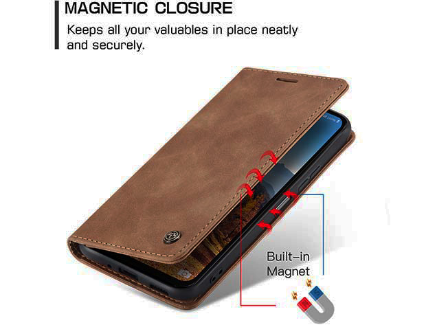 CaseMe Slim Synthetic Leather Wallet Case with Stand for Samsung Galaxy A16 - Tan