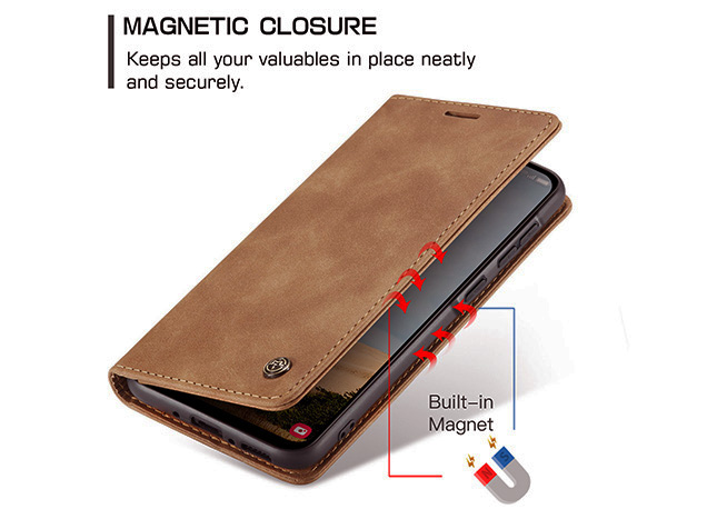 CaseMe Slim Synthetic Leather Wallet Case with Stand for Samsung Galaxy A56 - Tan