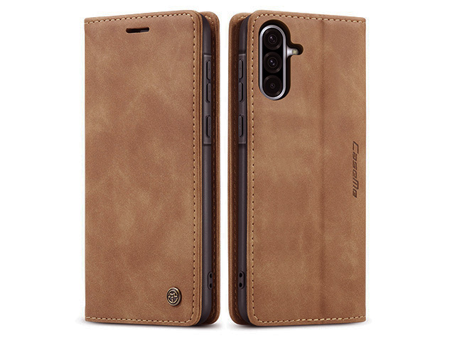 CaseMe Slim Synthetic Leather Wallet Case with Stand for Samsung Galaxy A56 - Tan