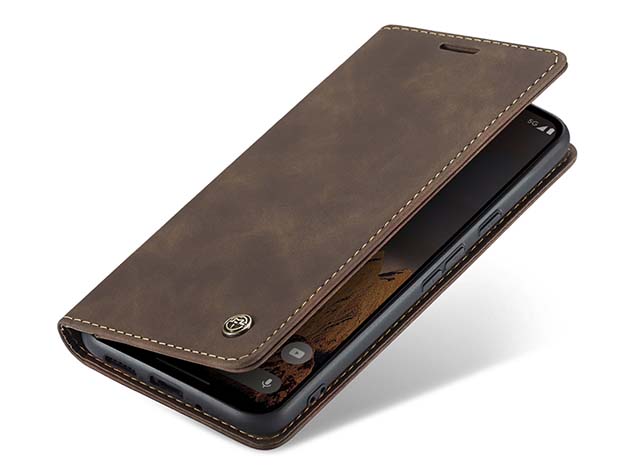 CaseMe Slim Synthetic Leather Wallet Case with Stand for Google Pixel 10 - Chocolate Leather Wallet Case