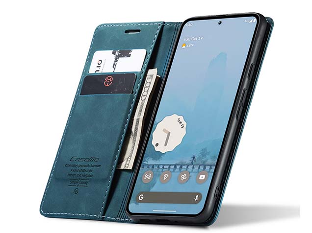 CaseMe Slim Synthetic Leather Wallet Case with Stand for Google Pixel 10 Pro - Teal