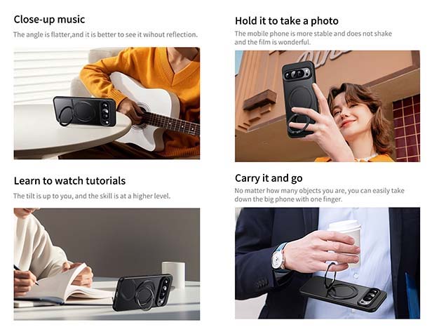 Magnetic Ring Stand Case for Google Pixel 10 Pro XL - Black