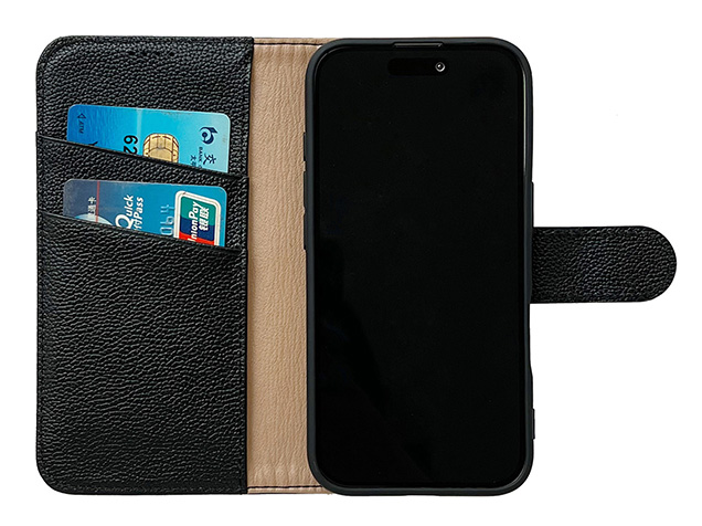 Premium Leather Wallet Case for Apple iPhone 17 - Black