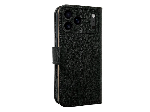 Premium Leather Wallet Case for Apple iPhone 17 Pro - Black Leather Wallet Case