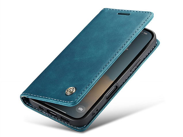 CaseMe Slim Synthetic Leather Wallet Case with Stand for iPhone 17 - Teal Leather Wallet Case