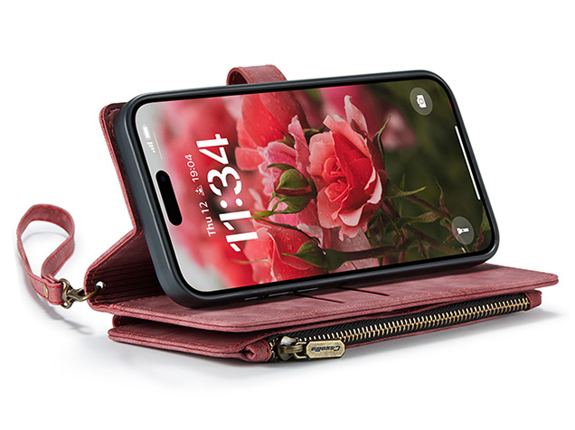 CaseMe Synthetic Leather Wallet Case with Zipper Pocket for iPhone 17 - Blush
