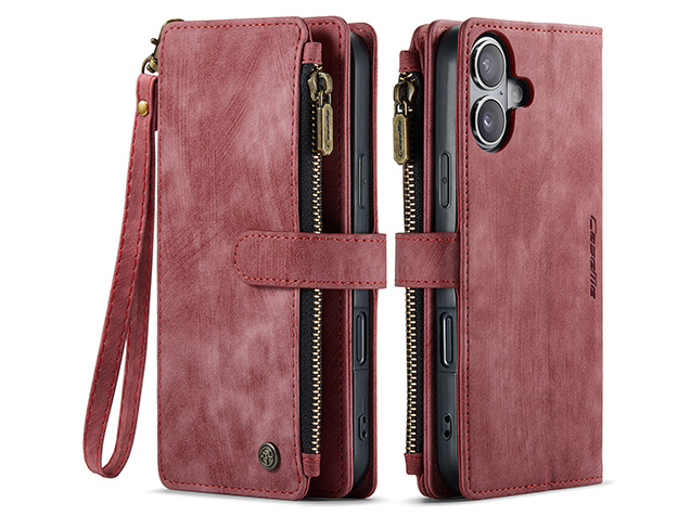 CaseMe Synthetic Leather Wallet Case with Zipper Pocket for iPhone 17 - Blush
