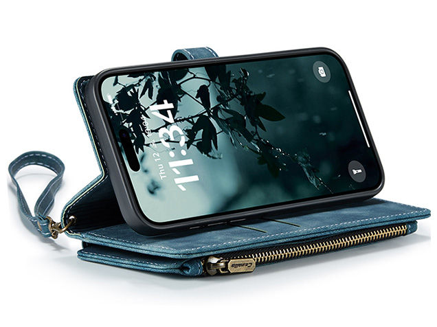 CaseMe Synthetic Leather Wallet Case with Zipper Pocket for iPhone 17 Pro Max - Teal