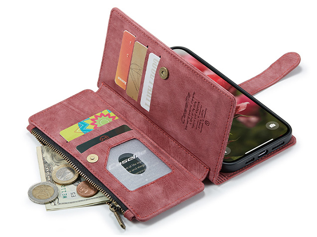 CaseMe Synthetic Leather Wallet Case with Zipper Pocket for iPhone 17 Pro Max - Blush