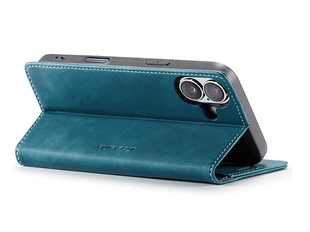 CaseMe Slim Synthetic Leather Wallet Case with Stand for iPhone 17 - Teal